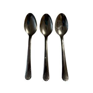 Stanley Roberts Stream Stainless Teaspoons Set Of 3 Wavy Line Pattern Discontinu